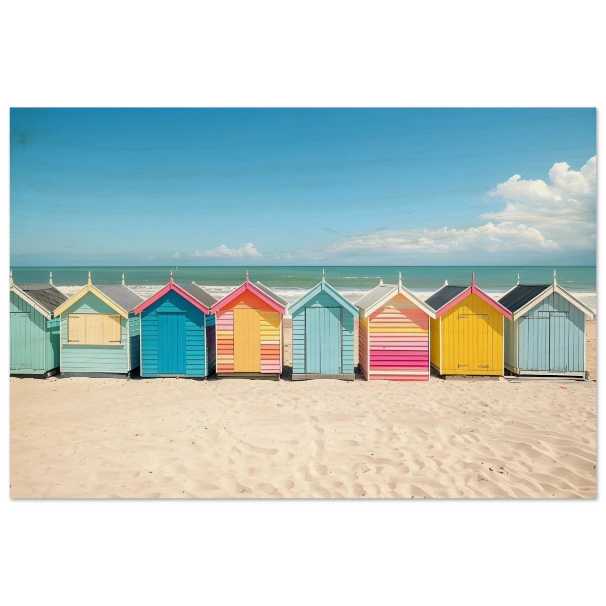 “Coastal Candy Huts” | Wall Art Print - Wood Prints - 40x60 cm / 16x24″ -