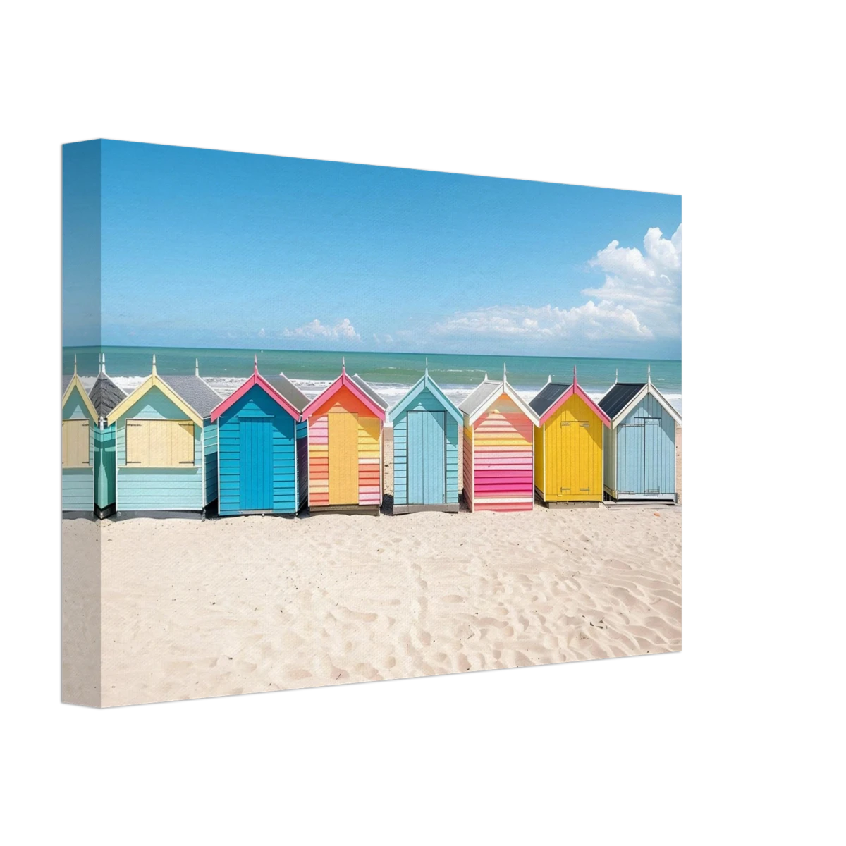 “Coastal Candy Huts” | Wall Art Print - Canvas - 20x30 cm / 8x12″ -