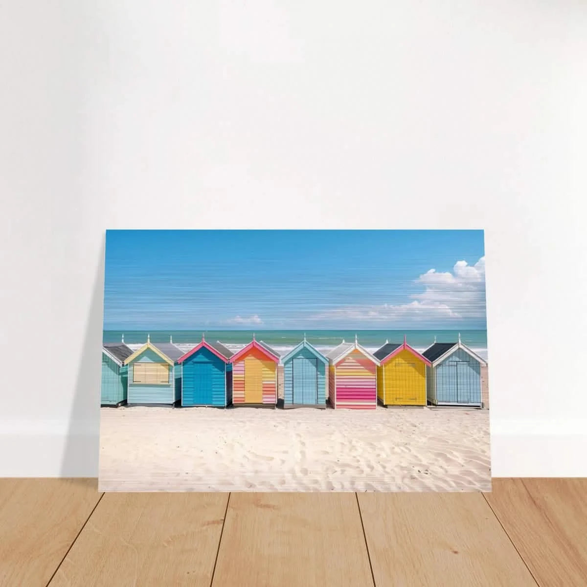 “Coastal Candy Huts” | Wall Art Print - Brushed Aluminum Print - 30x45 cm / 12x18″ -