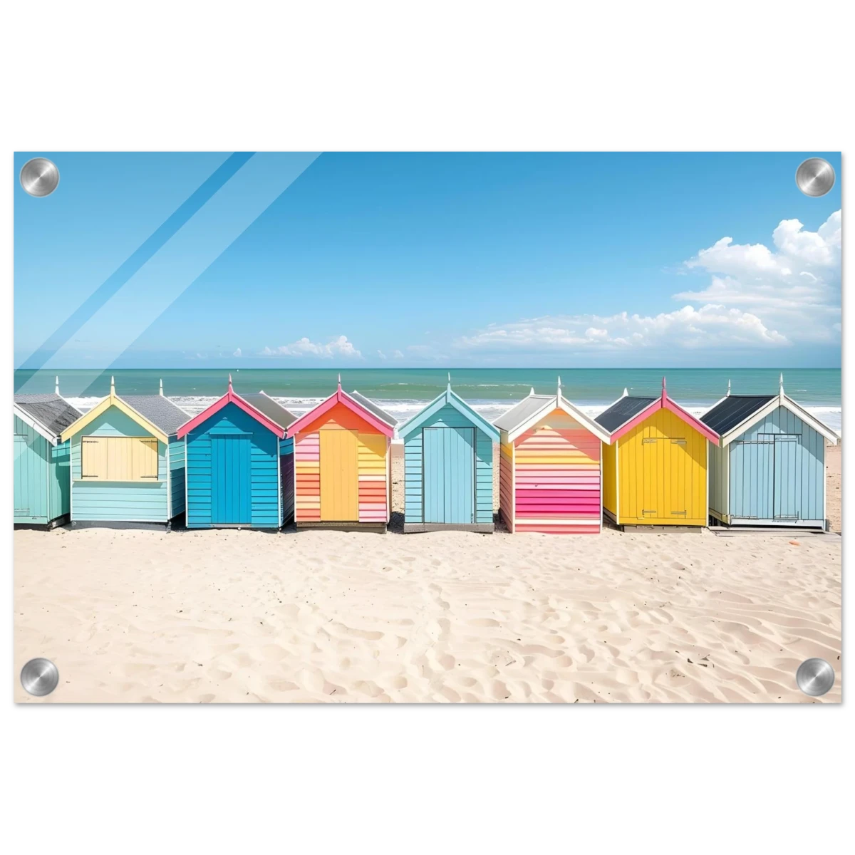 “Coastal Candy Huts” | Wall Art Print - Acrylic Print - 30x45 cm / 12x18″ -