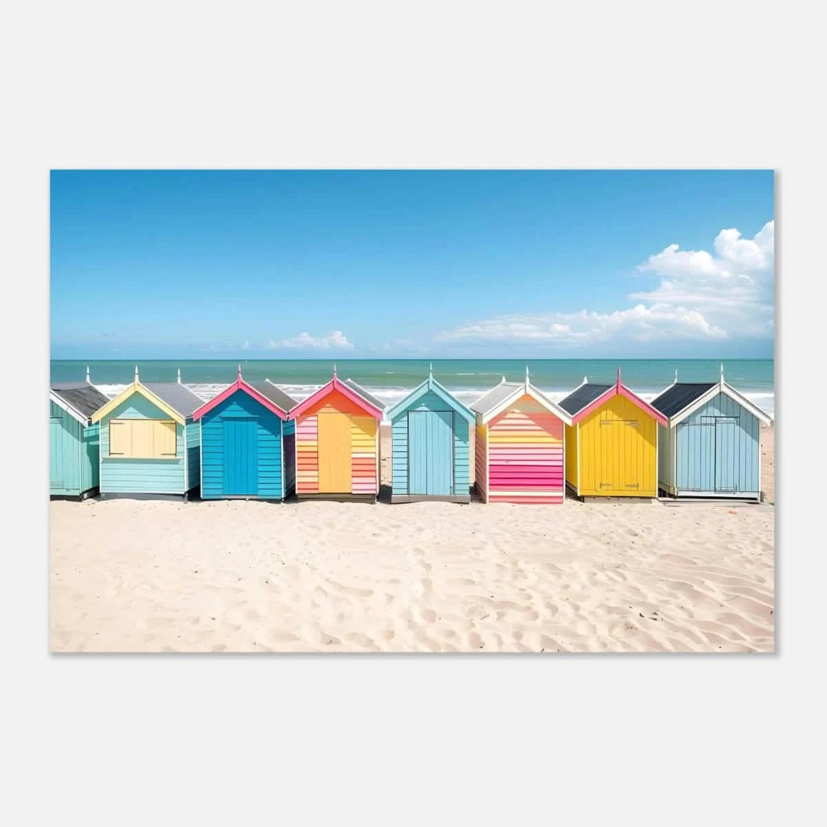 “Coastal Candy Huts” | Wall Art Print - Aluminum Print - 30x45 cm / 12x18″ -