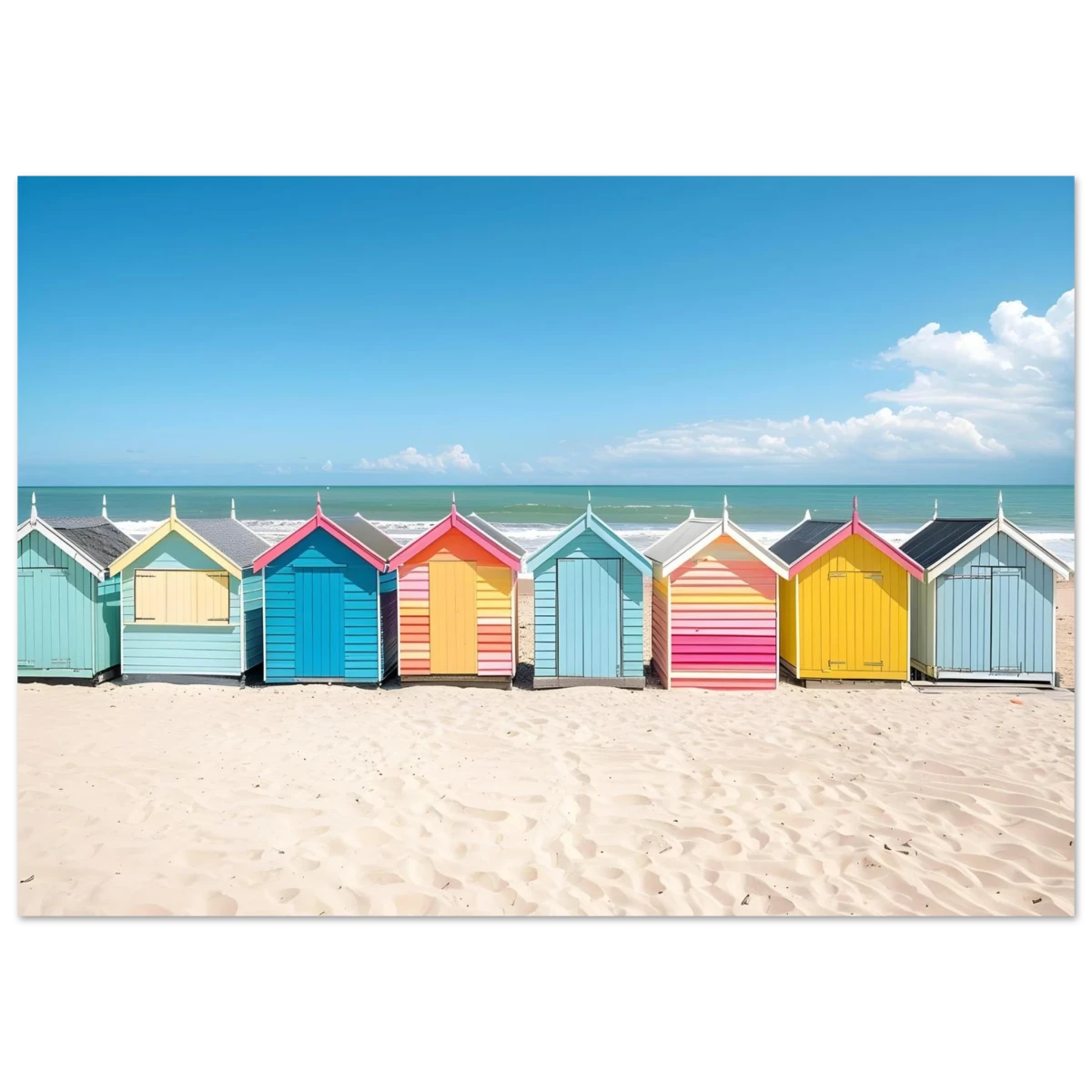 “Coastal Candy Huts” | Wall Art Print - Fine Art Poster - 70x100 cm / 28x40″ -