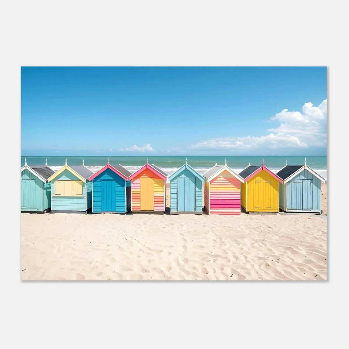 “Coastal Candy Huts” | Wall Art Print - Aluminum Print - 70x100 cm / 28x40″ -