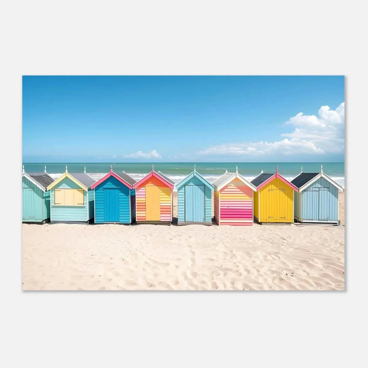 “Coastal Candy Huts” | Wall Art Print - Aluminum Print - 60x90 cm / 24x36″ -