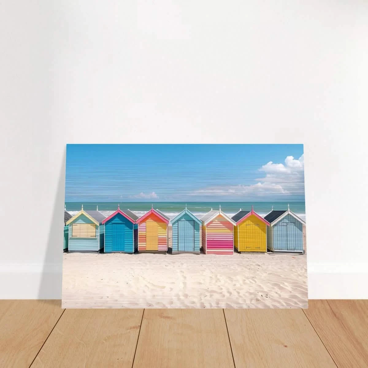 “Coastal Candy Huts” | Wall Art Print - Brushed Aluminum Print - 20x30 cm / 8x12″ -