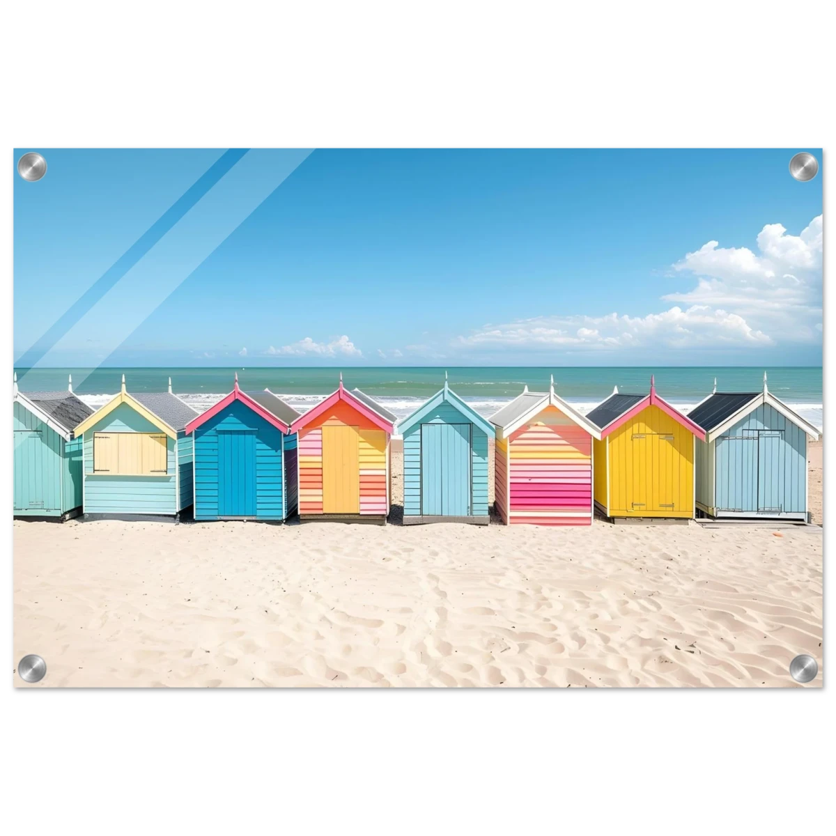 “Coastal Candy Huts” | Wall Art Print - Acrylic Print - 40x60 cm / 16x24″ -
