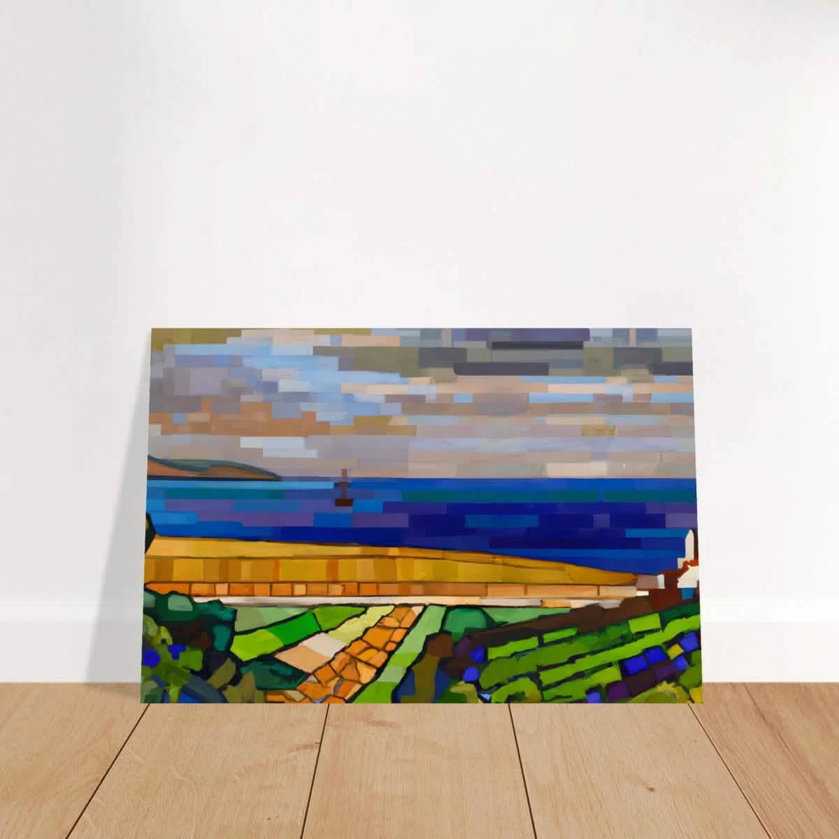 "Coastal Harmony" – A Modern Seascape | Abstract Geometric wall Art print - 30x45 cm / 12x18″ - Wood Prints -