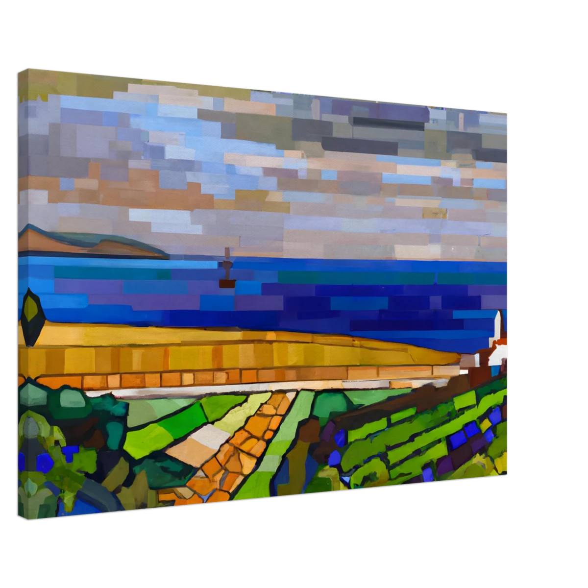 "Coastal Harmony" – A Modern Seascape | Abstract Geometric wall Art print - 60x90 cm / 24x36″ - Canvas -