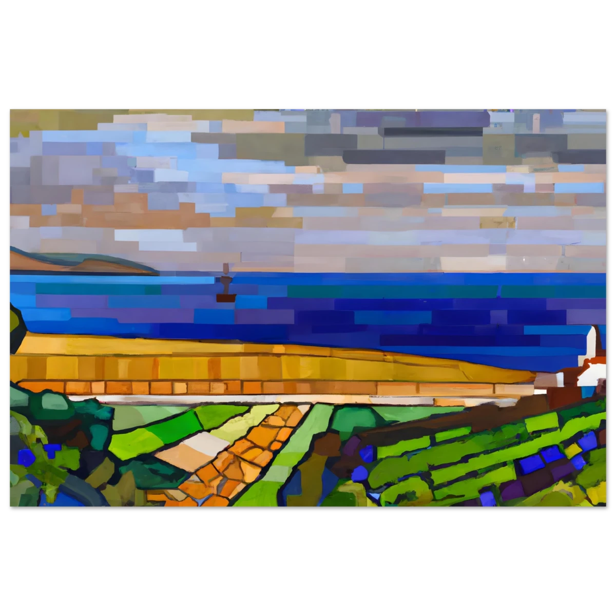 "Coastal Harmony" – A Modern Seascape | Abstract Geometric wall Art print - 40x60 cm / 16x24″ - Aluminum Print -