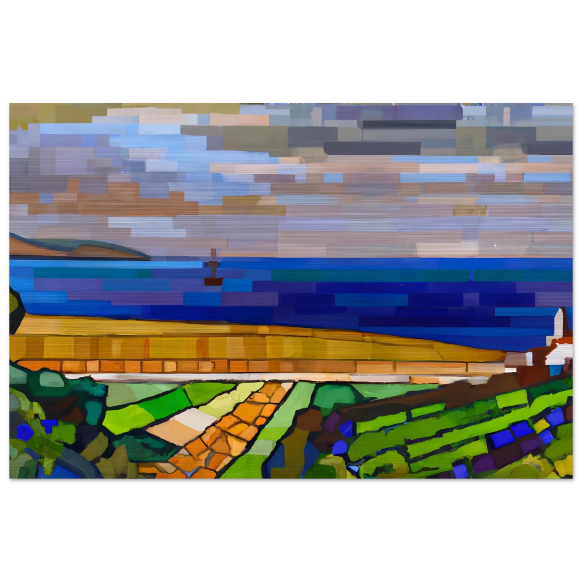 "Coastal Harmony" – A Modern Seascape | Abstract Geometric wall Art print - 40x60 cm / 16x24″ - Brushed Aluminum Print -