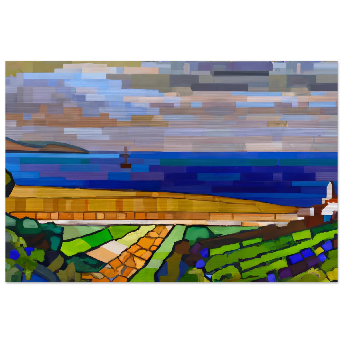 "Coastal Harmony" – A Modern Seascape | Abstract Geometric wall Art print - 30x45 cm / 12x18″ - Brushed Aluminum Print -