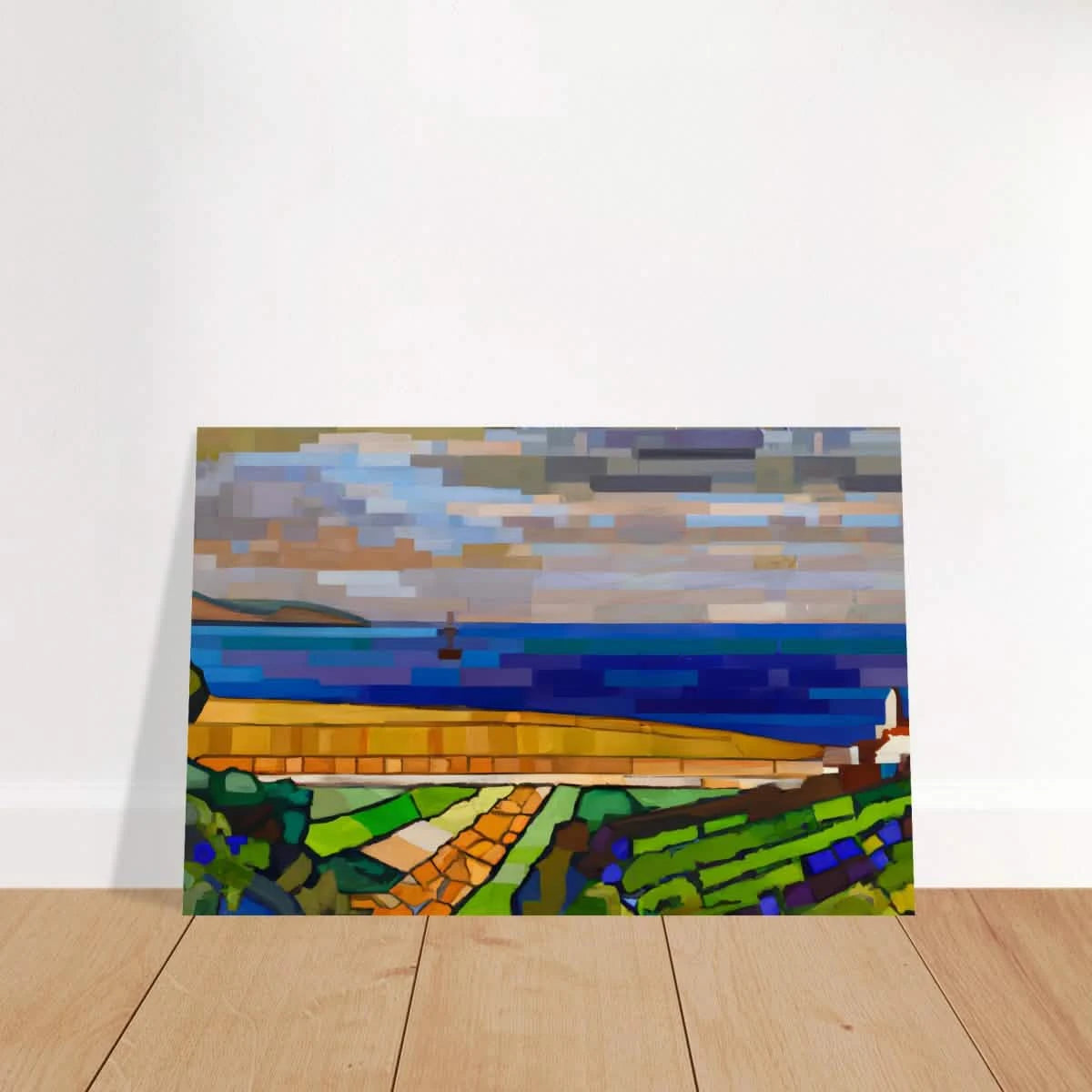 "Coastal Harmony" – A Modern Seascape | Abstract Geometric wall Art print - 60x90 cm / 24x36″ - Wood Prints -