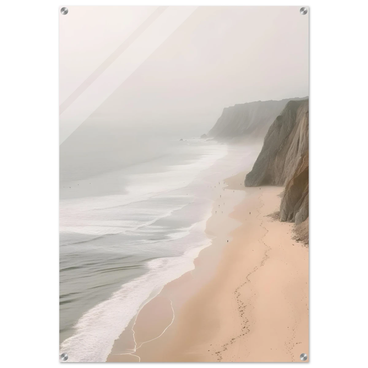 Coastal Reverie – Misty Cliffs & Gentle Shore Wall art print - Acrylic Print - 70x100 cm / 28x40″ -