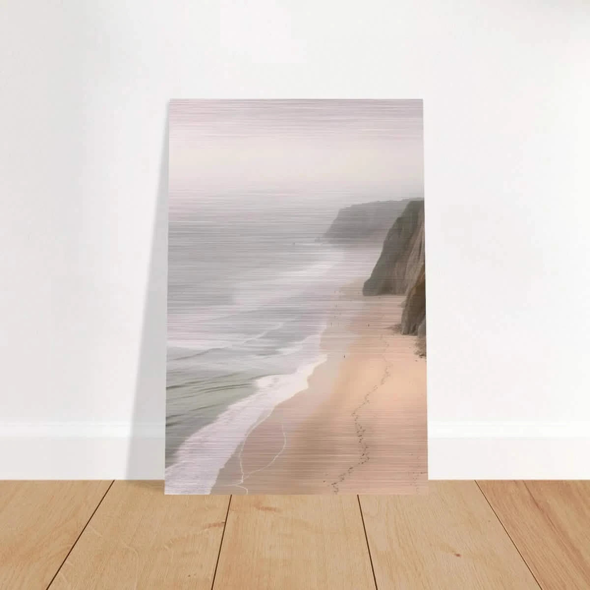 Coastal Reverie – Misty Cliffs & Gentle Shore Wall art print - Brushed Aluminum Print - 40x60 cm / 16x24″ -