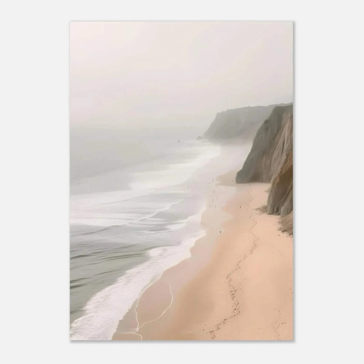 Coastal Reverie – Misty Cliffs & Gentle Shore Wall art print - Aluminum Print - 70x100 cm / 28x40″ -