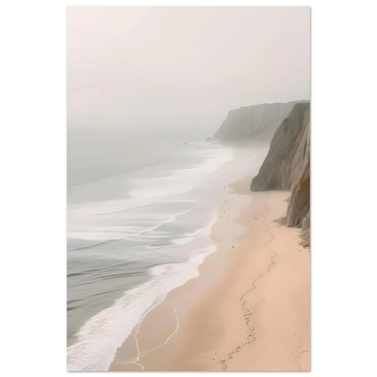 Coastal Reverie – Misty Cliffs & Gentle Shore Wall art print - Fine Art Poster - 30x45 cm / 12x18″ -