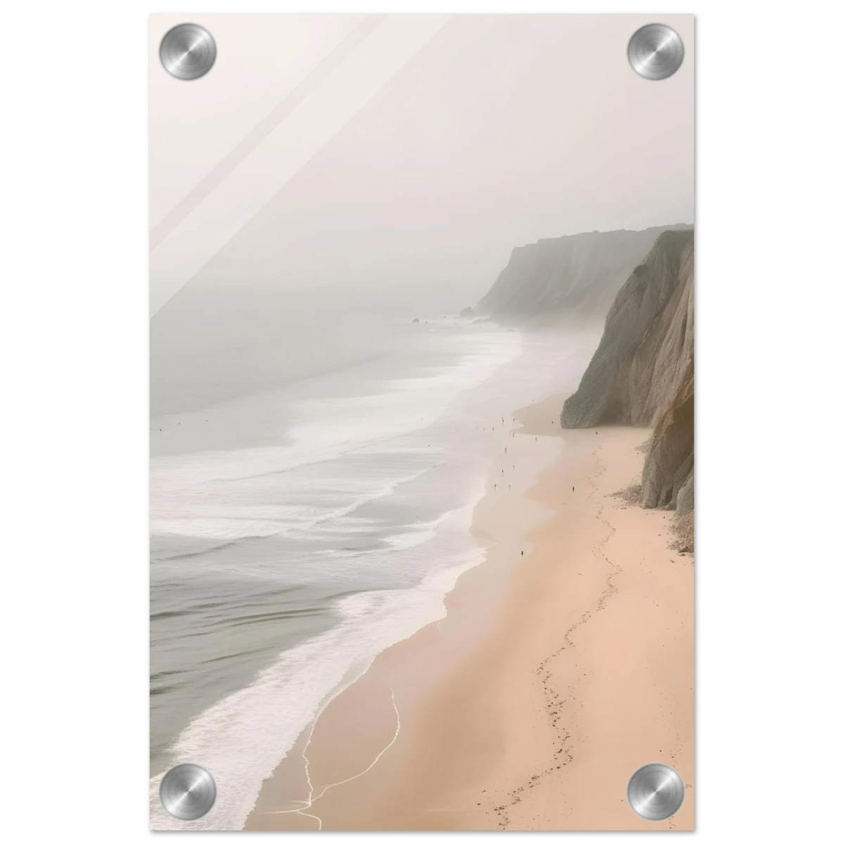 Coastal Reverie – Misty Cliffs & Gentle Shore Wall art print - Acrylic Print - 20x30 cm / 8x12″ -