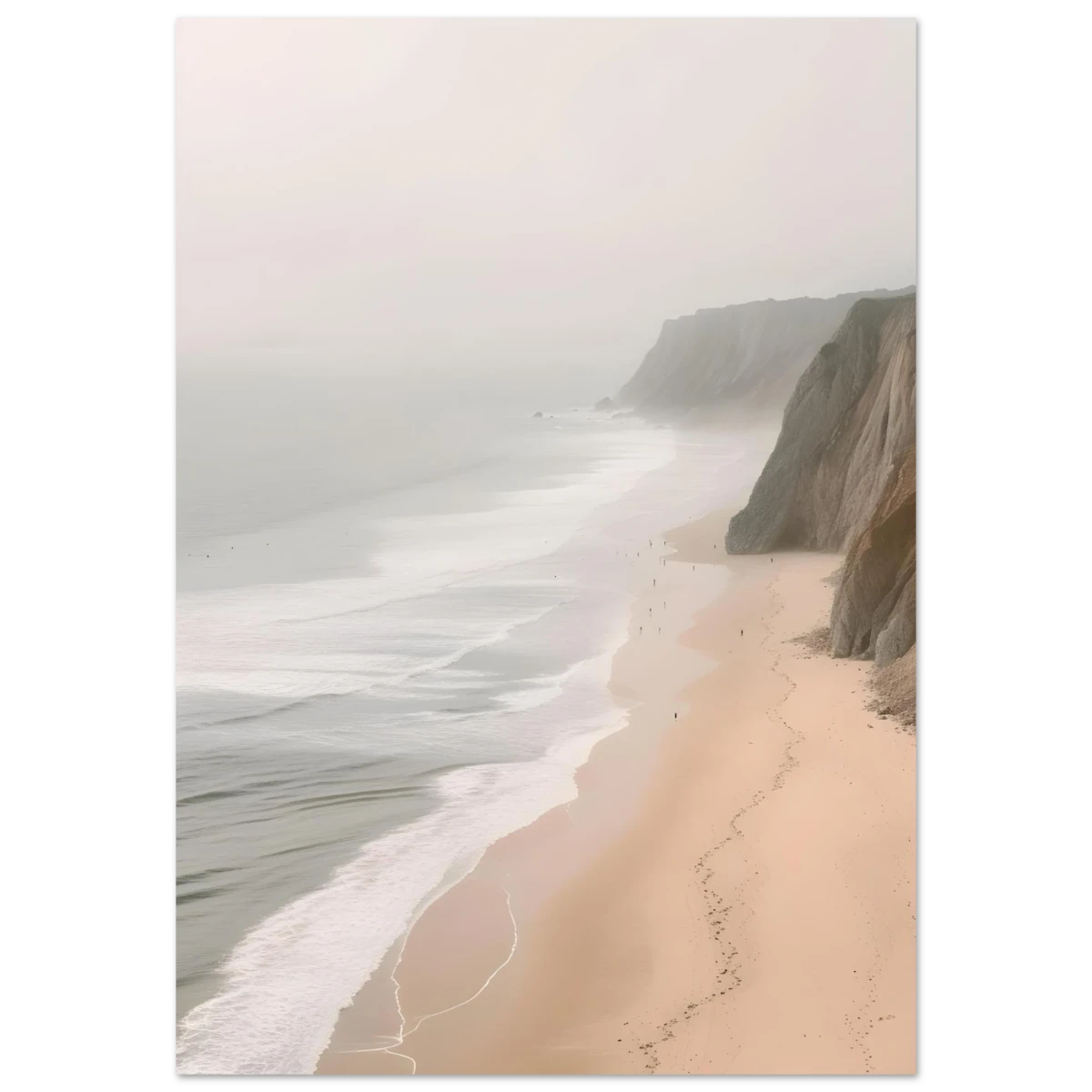 Coastal Reverie – Misty Cliffs & Gentle Shore Wall art print - Fine Art Poster - 70x100 cm / 28x40″ -