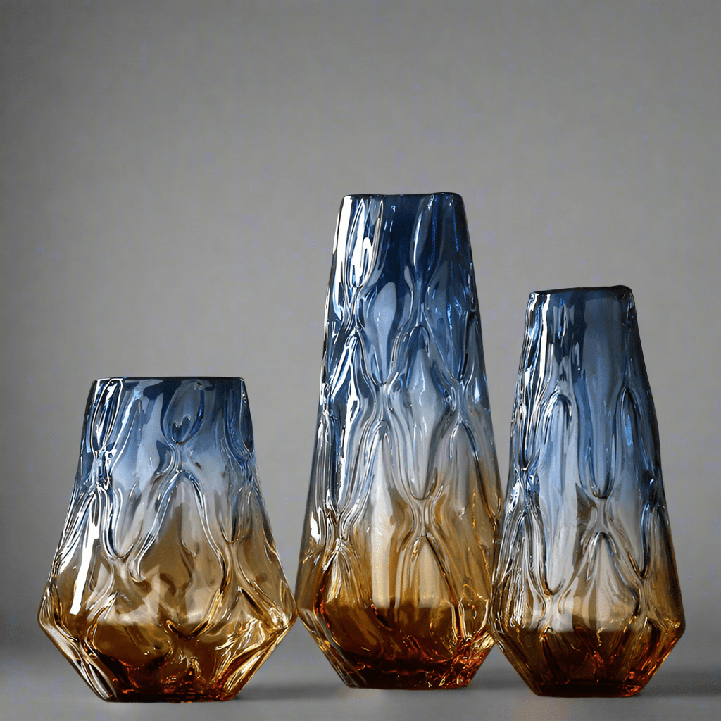 Colorful Gradient Glass Vase – Modern Hydroponic Decorative Flower Vase - Medium -