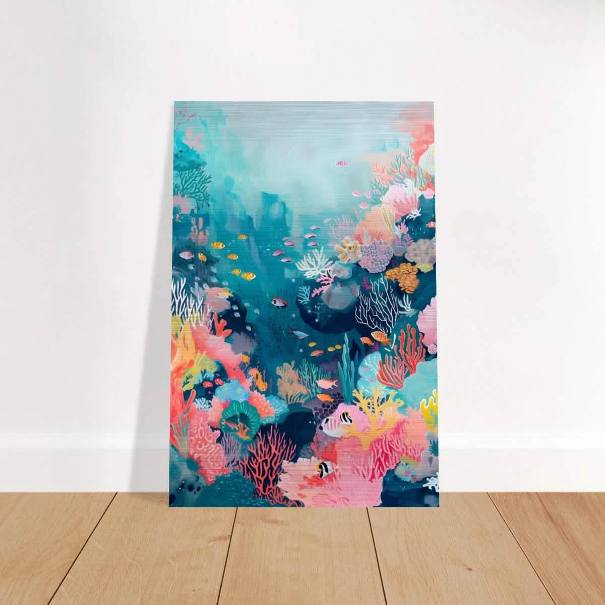 "Coral Symphony" – Underwater Reef Wall Art Print - Brushed Aluminum Print - 30x45 cm / 12x18″ -