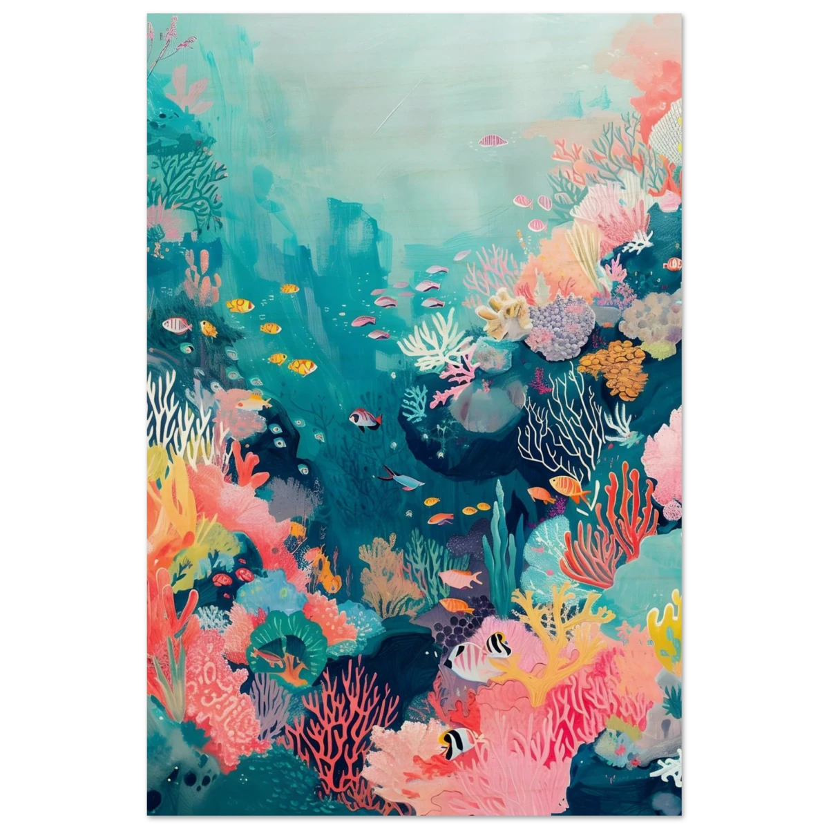 "Coral Symphony" – Underwater Reef Wall Art Print - Wood Prints - 50x75 cm / 20x30″ -