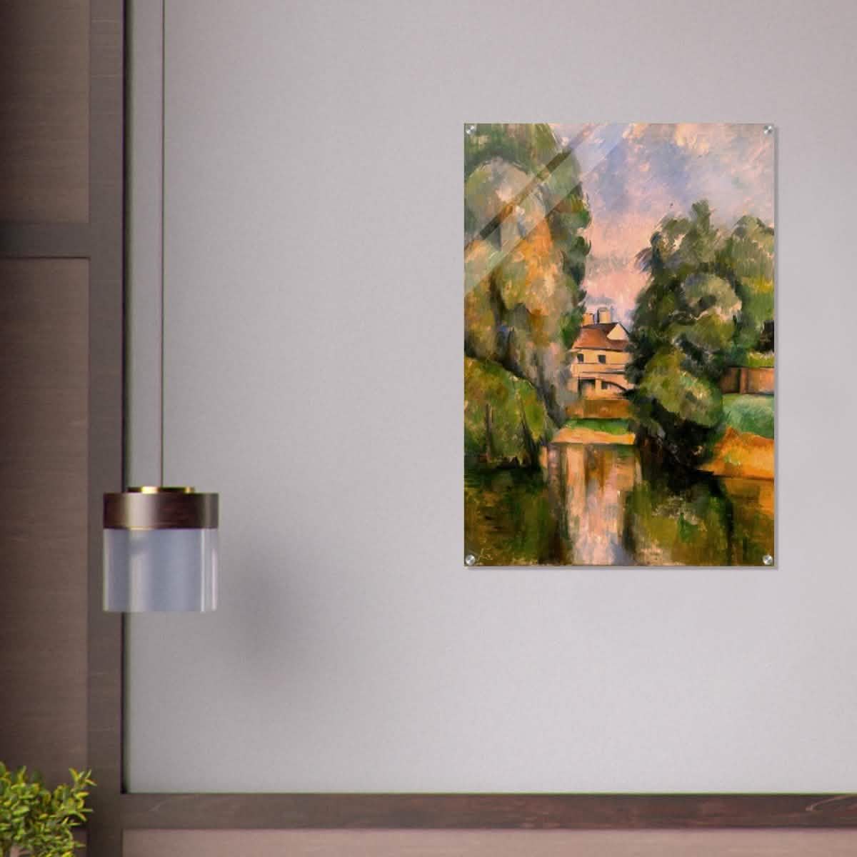 Country House by a River by Paul Cézanne 1890 - Acrylic Print - 70x100 cm / 28x40″ -