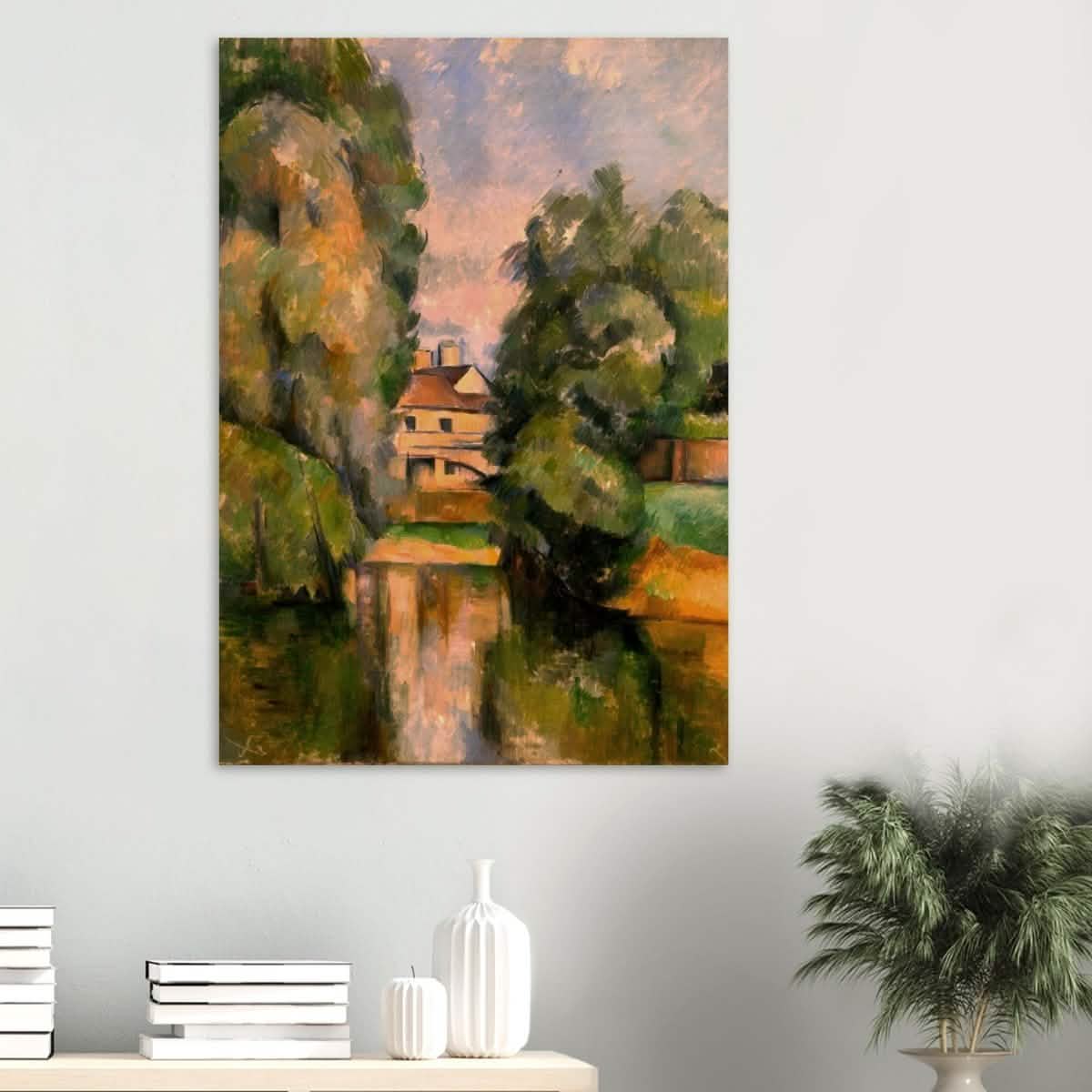 Country House by a River by Paul Cézanne 1890 - Wood Prints - 70x100 cm / 28x40″ - 10 mm