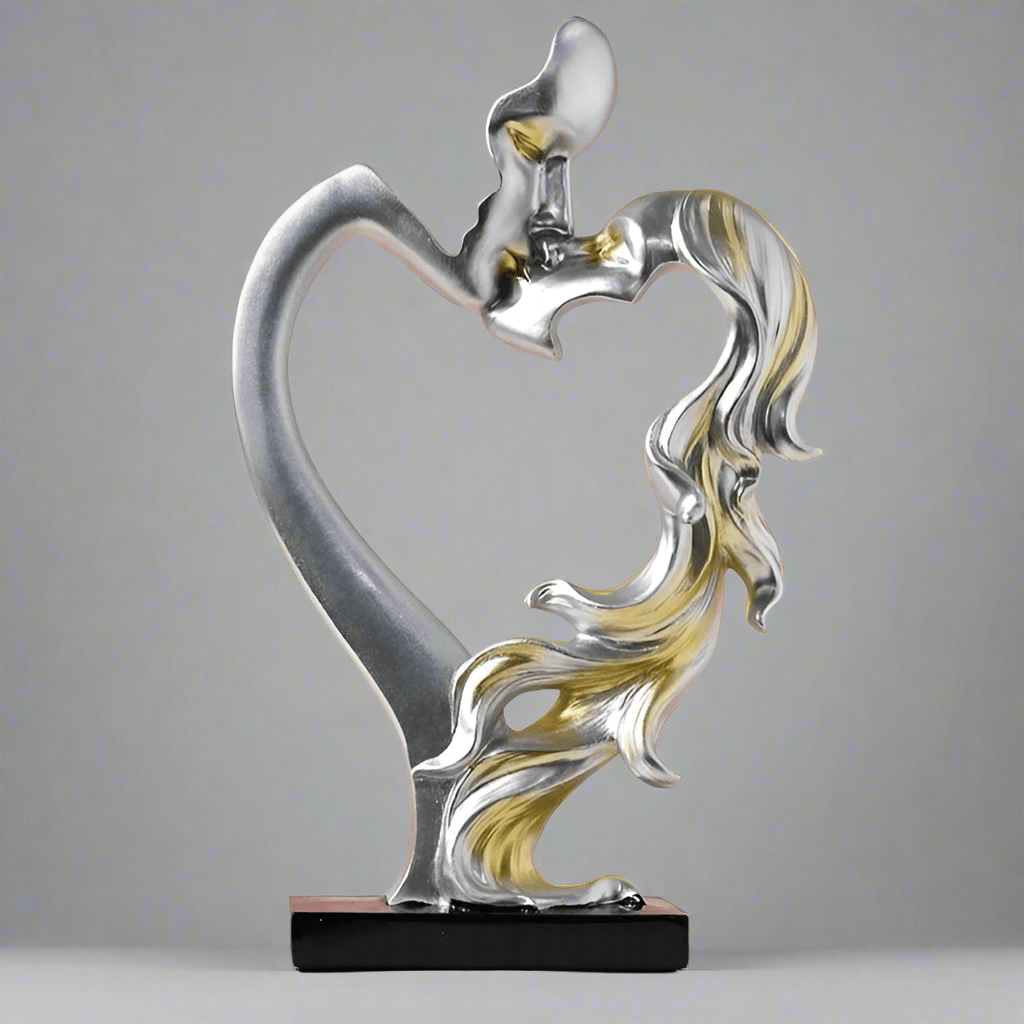Couple Love Resin Sculpture – Modern Romantic Home Décor Ornament - Golden Embrace (Gold finish) -