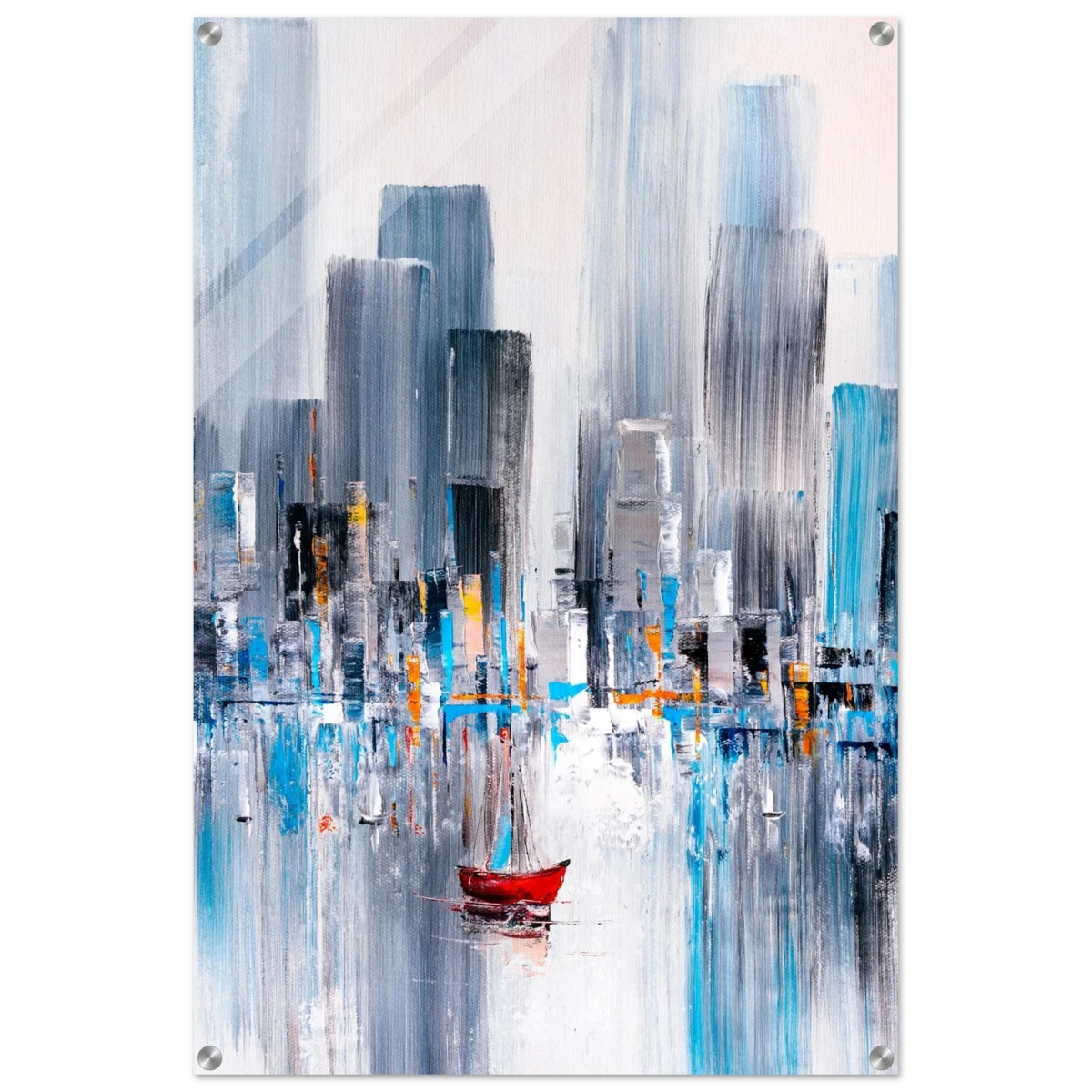 “Crimson Drift” – City Stillness in Motion | Modern Abstract Wall art Print - Acrylic Print - 60x90 cm / 24x36″ -