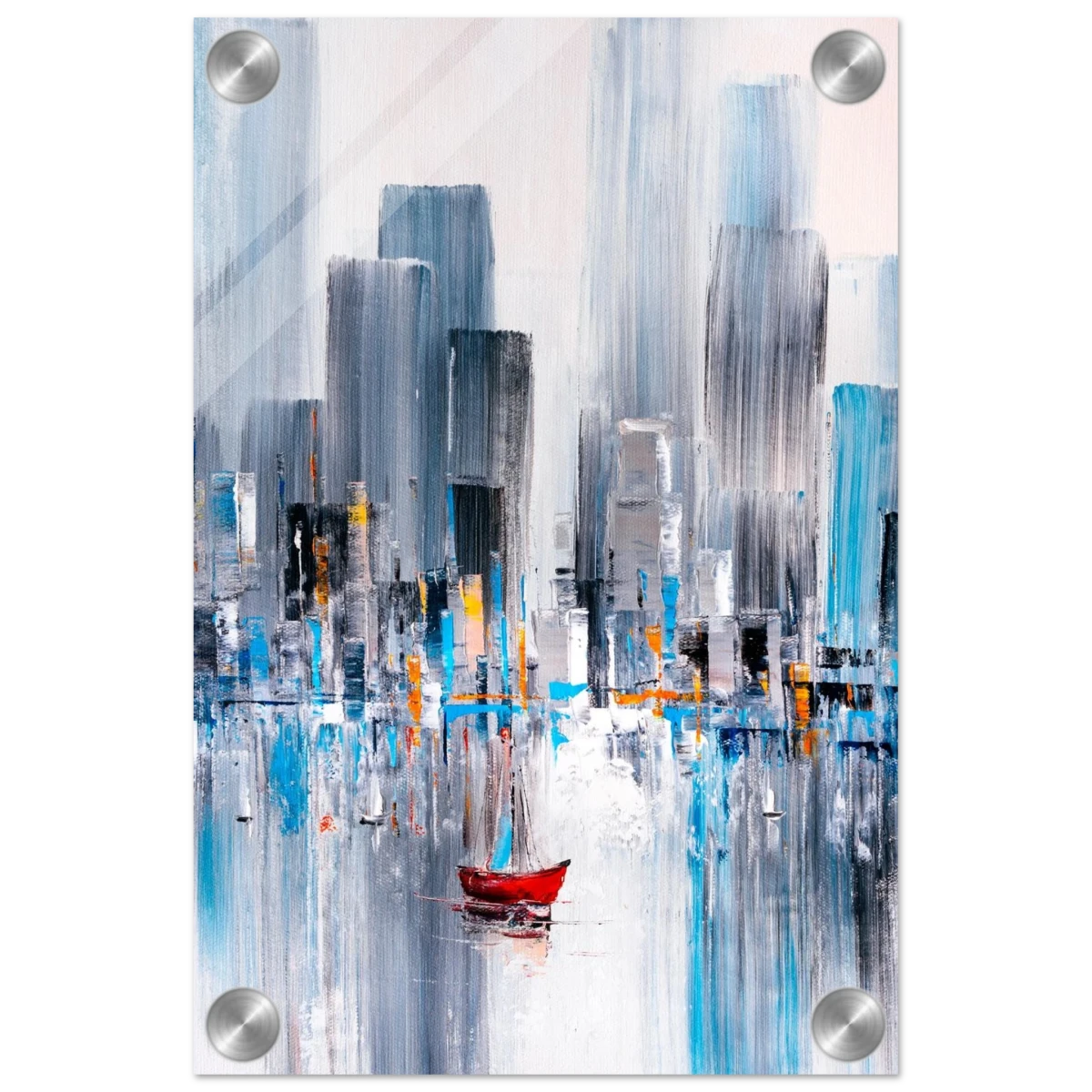 “Crimson Drift” – City Stillness in Motion | Modern Abstract Wall art Print - Acrylic Print - 20x30 cm / 8x12″ -