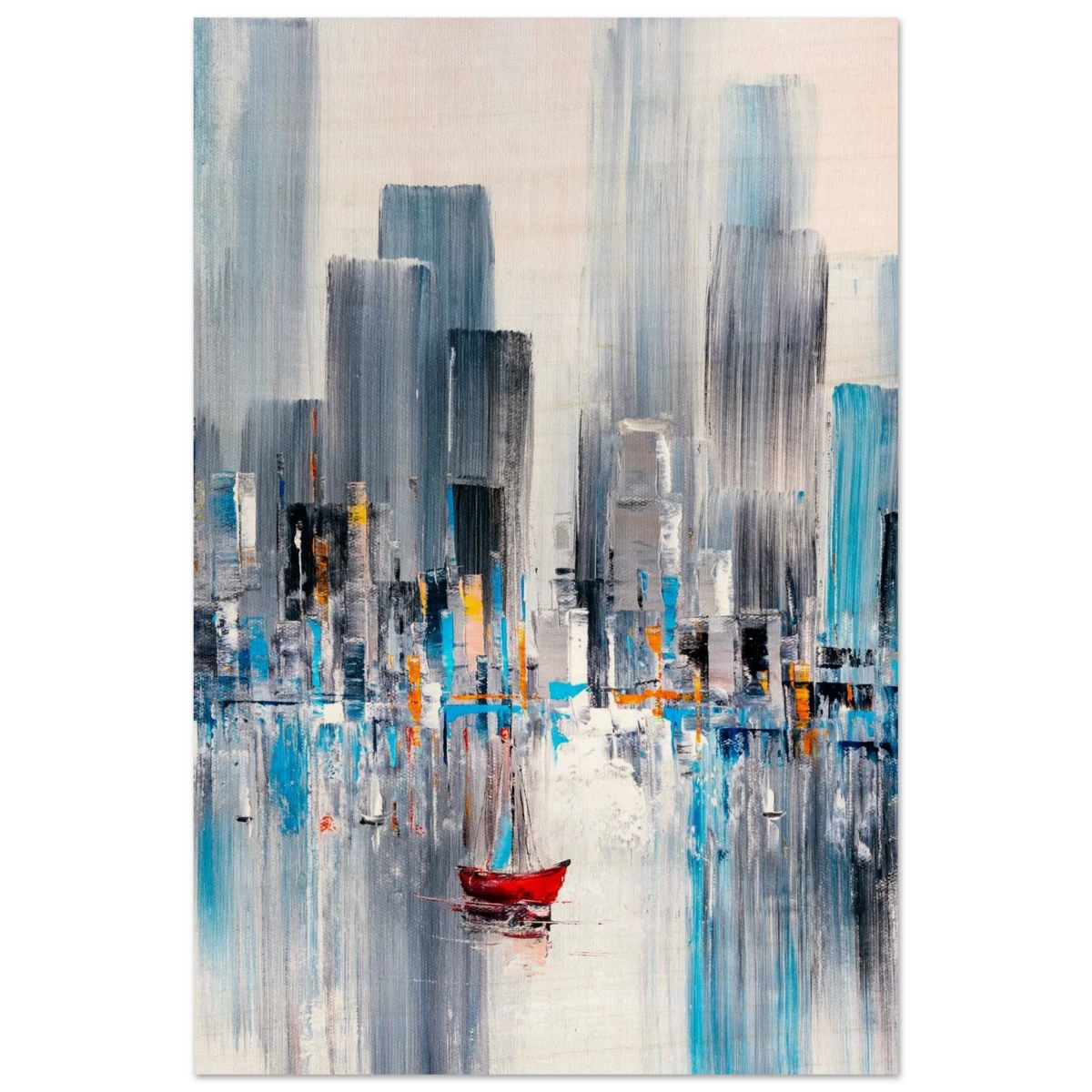 “Crimson Drift” – City Stillness in Motion | Modern Abstract Wall art Print - Wood Prints - 40x60 cm / 16x24″ -