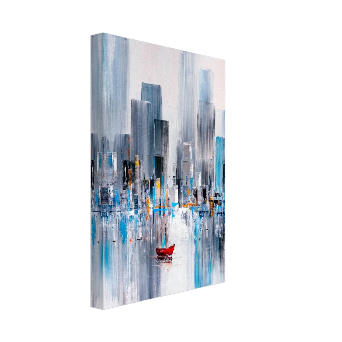 “Crimson Drift” – City Stillness in Motion | Modern Abstract Wall art Print - Canvas - 20x30 cm / 8x12″ -