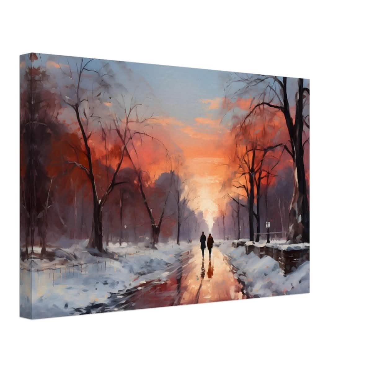 Crimson Dusk Walk | Winter Evening Glow | Nature Art Wall art print - Canvas - 30x45 cm / 12x18″ -