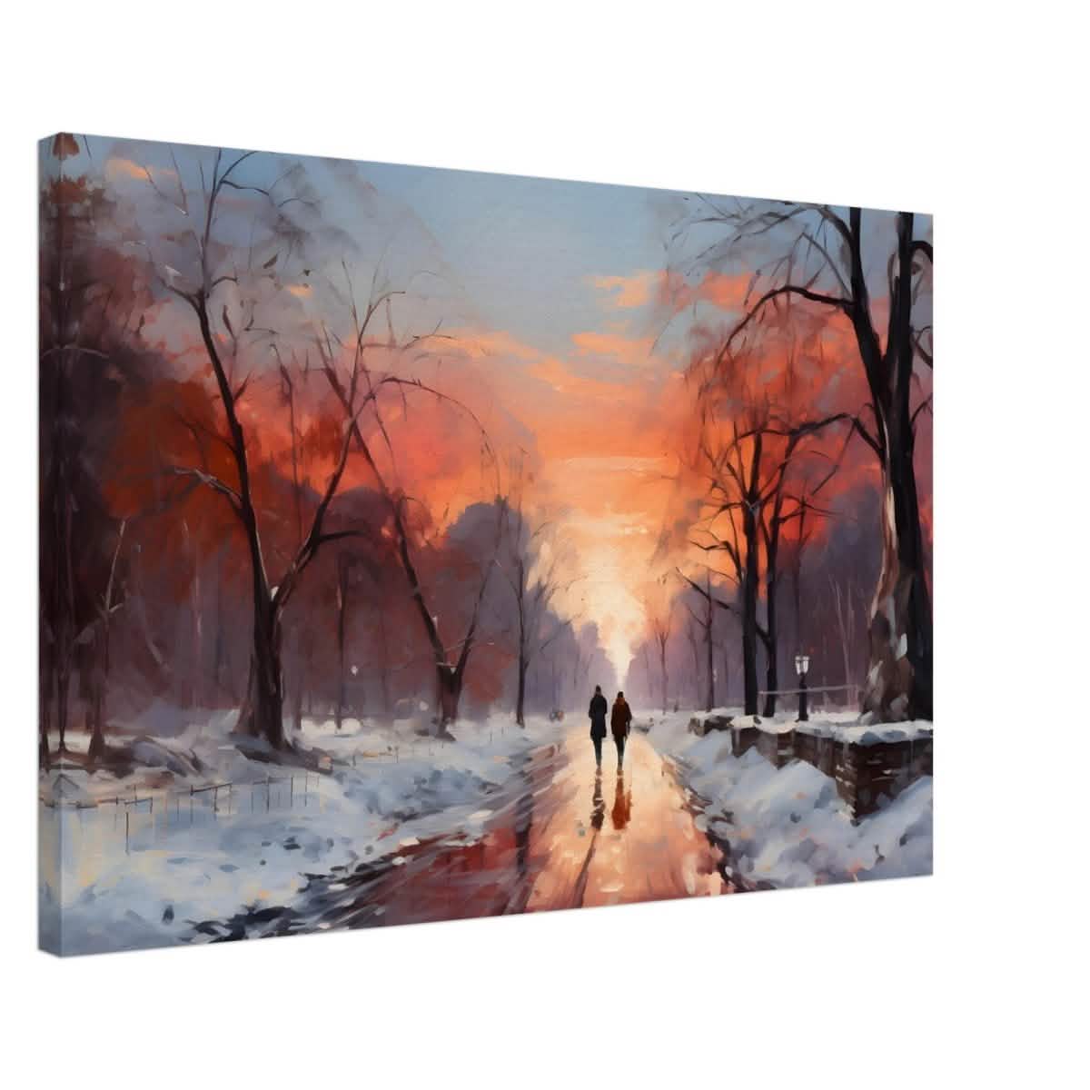 Crimson Dusk Walk | Winter Evening Glow | Nature Art Wall art print - Canvas - 50x75 cm / 20x30″ -