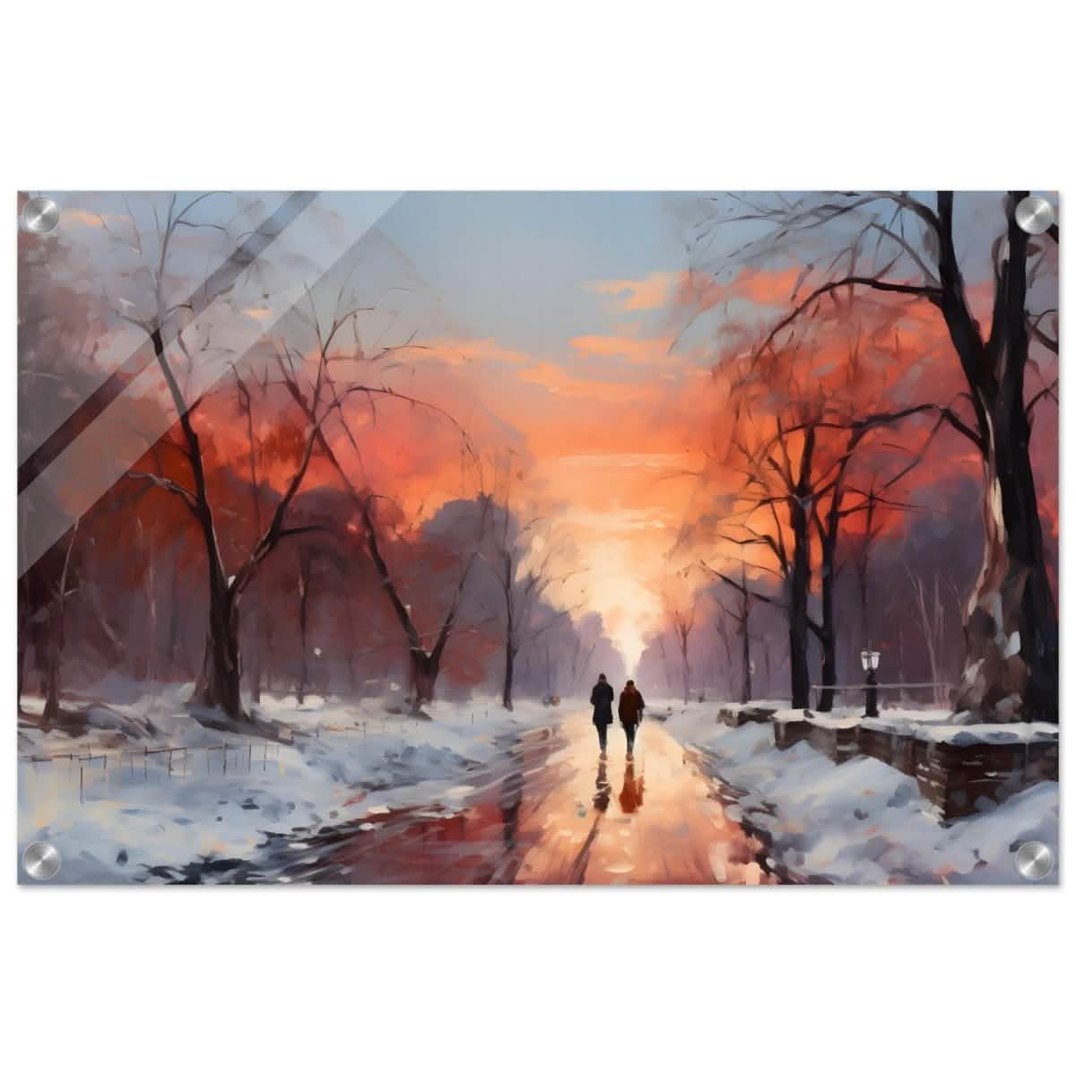 Crimson Dusk Walk | Winter Evening Glow | Nature Art Wall art print - Acrylic Print - 40x60 cm / 16x24″ -