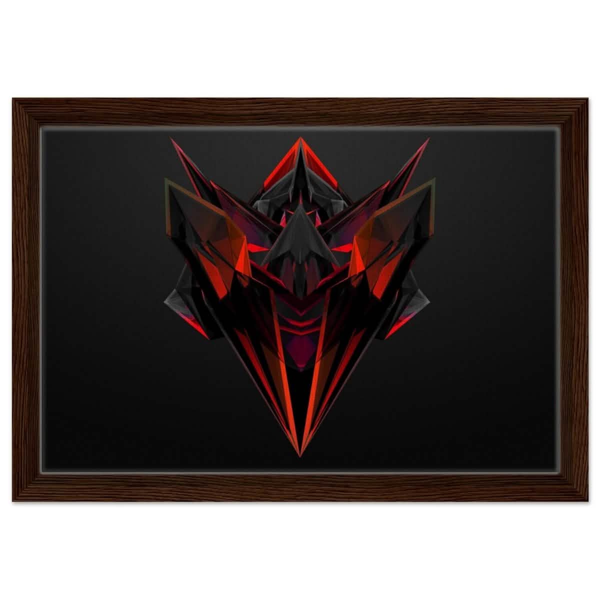 Crimson Shard | Geometric Inferno | Pop Art Wall art print - Framed Canvas - 30x45 cm / 12x18″ - Dark wood frame