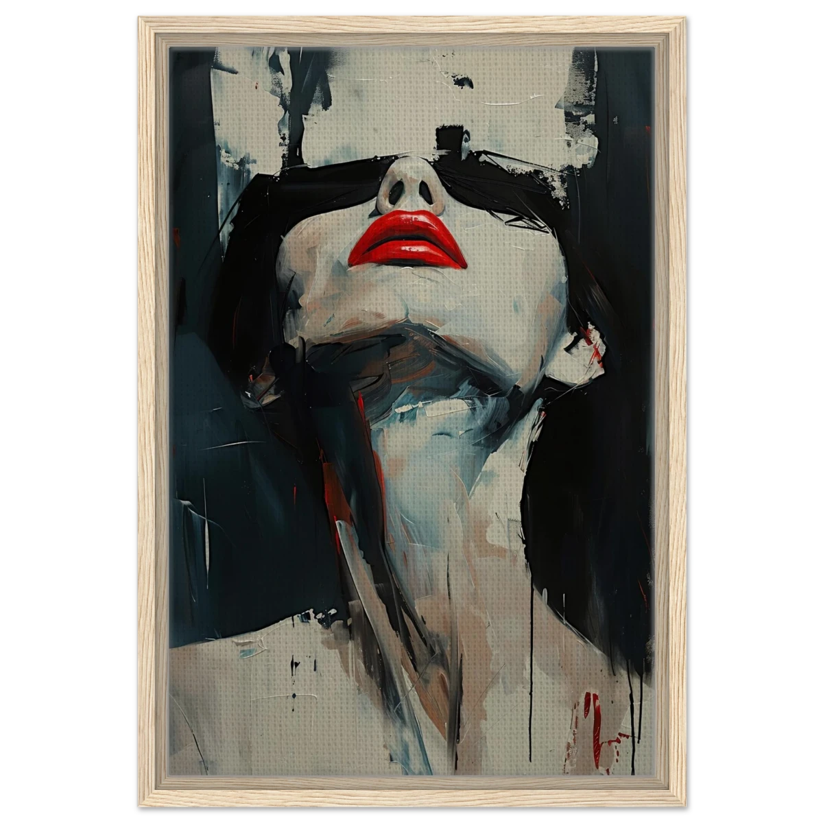 Crimson Silence – Abstract Expression of Desire - Framed Canvas - 40x60 cm / 16x24″ - Wood frame