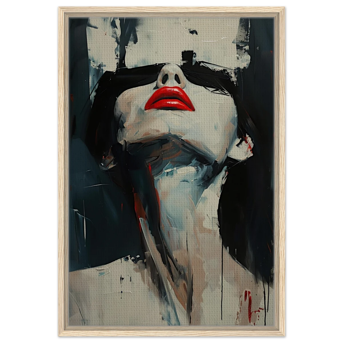Crimson Silence – Abstract Expression of Desire - Framed Canvas - 50x75 cm / 20x30″ - Wood frame