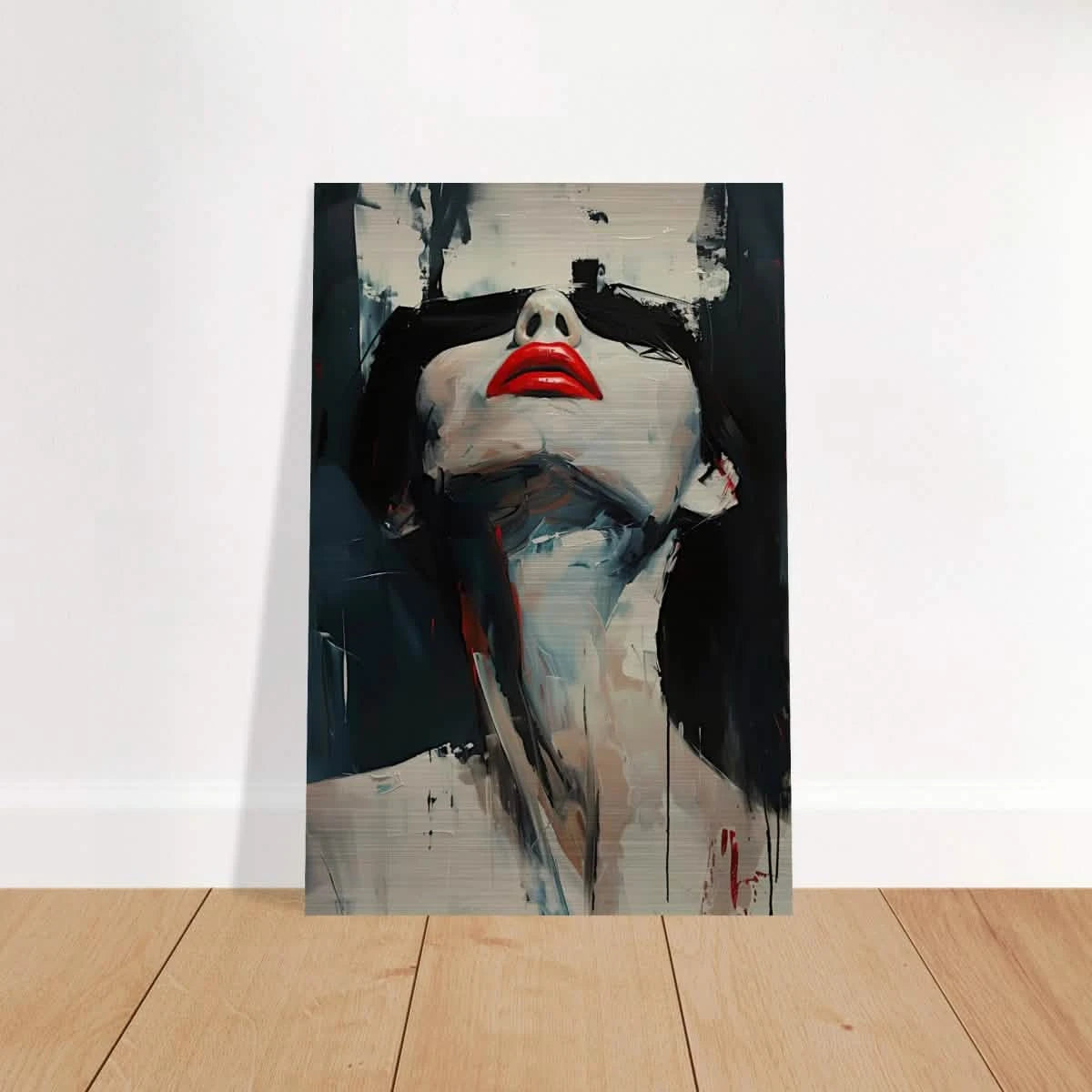 Crimson Silence – Abstract Expression of Desire - Brushed Aluminum Print - 20x30 cm / 8x12″ -