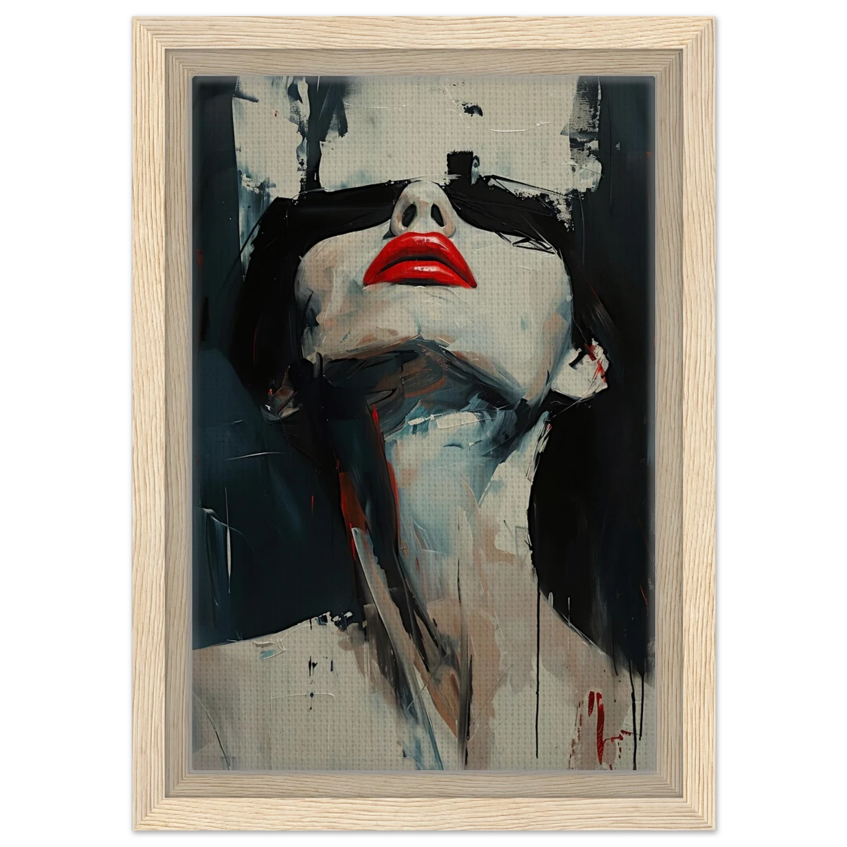 Crimson Silence – Abstract Expression of Desire - Framed Canvas - 20x30 cm / 8x12″ - Wood frame