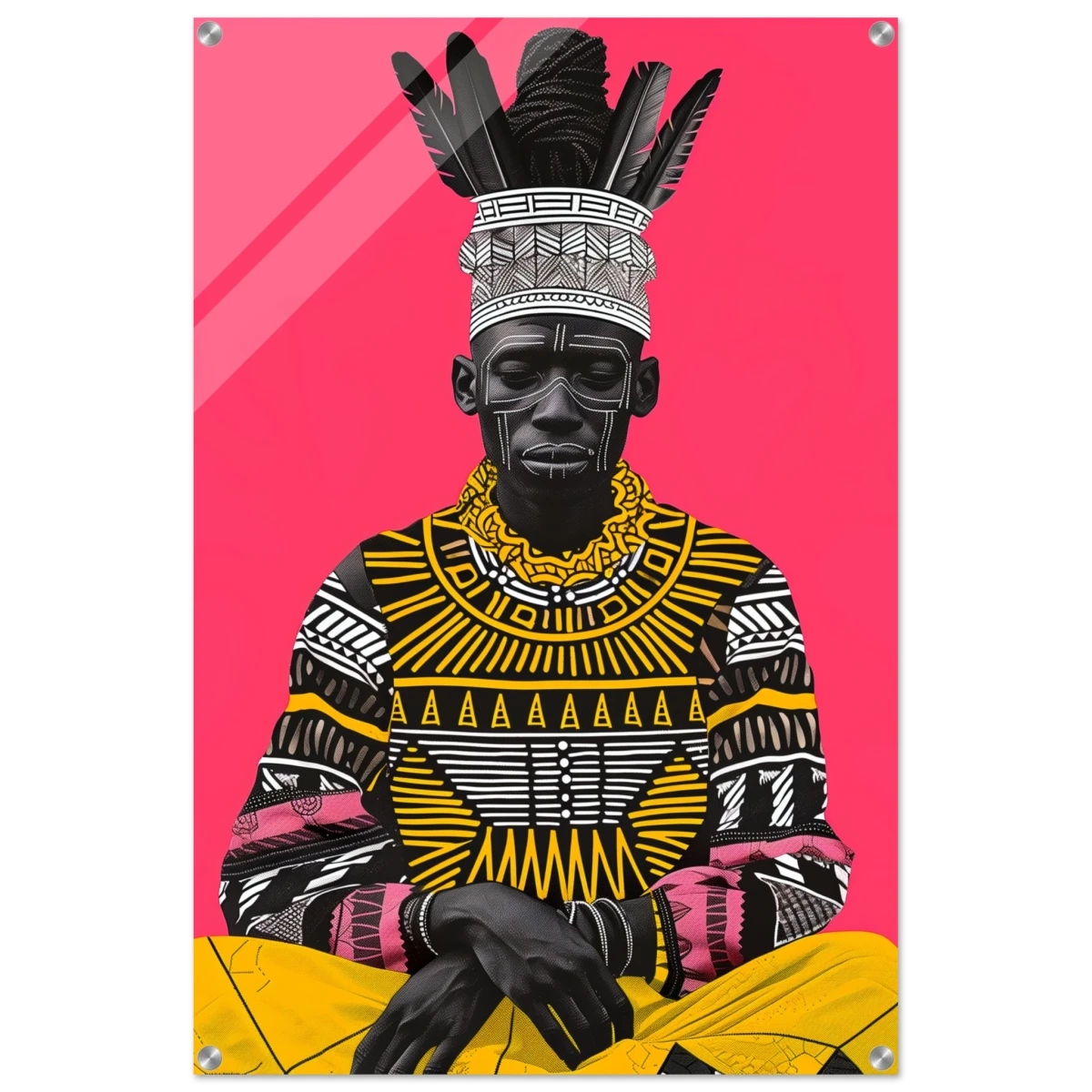 "Crowned in Culture" – Afro - Futurist Tribal Portrait | Wall art Print - Acrylic Print - 60x90 cm / 24x36″ -