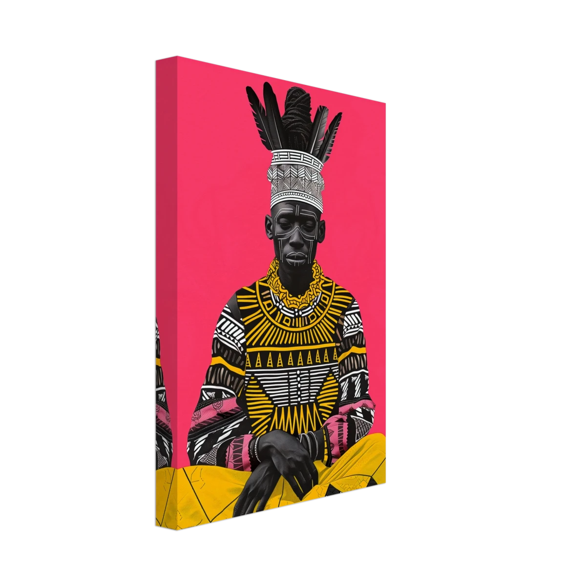 "Crowned in Culture" – Afro - Futurist Tribal Portrait | Wall art Print - Canvas - 20x30 cm / 8x12″ -
