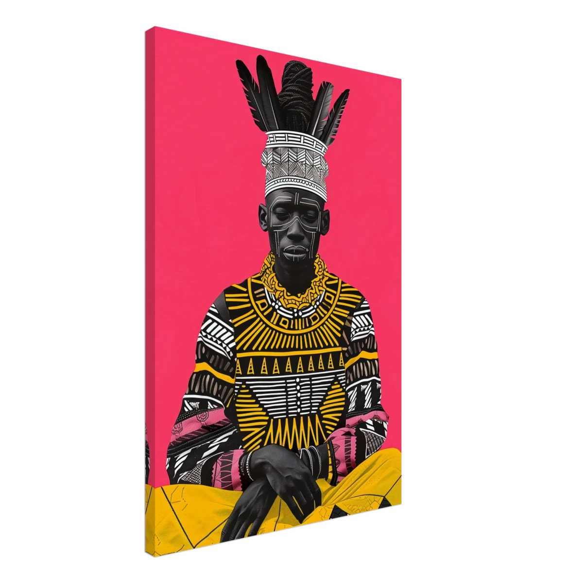 "Crowned in Culture" – Afro - Futurist Tribal Portrait | Wall art Print - Canvas - 50x75 cm / 20x30″ -