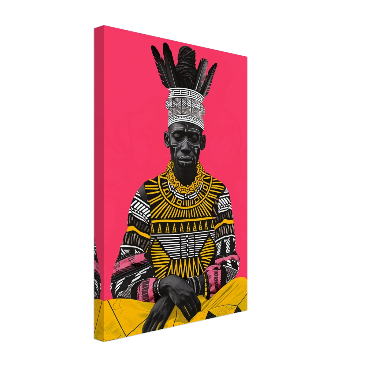 "Crowned in Culture" – Afro - Futurist Tribal Portrait | Wall art Print - Canvas - 30x45 cm / 12x18″ -