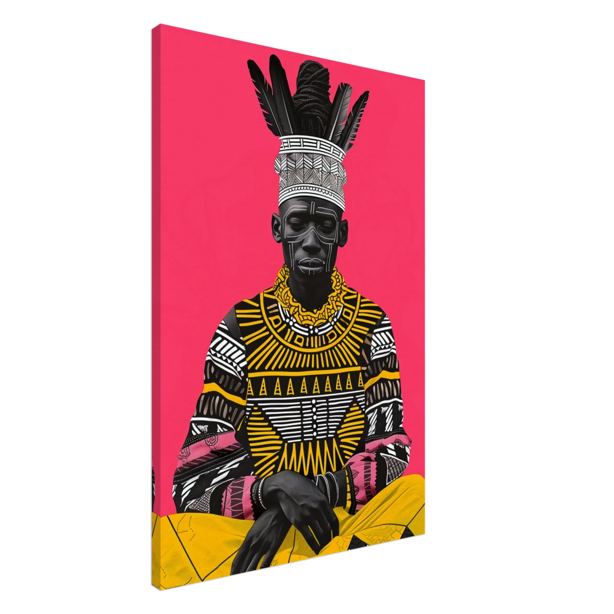 "Crowned in Culture" – Afro - Futurist Tribal Portrait | Wall art Print - Canvas - 60x90 cm / 24x36″ -