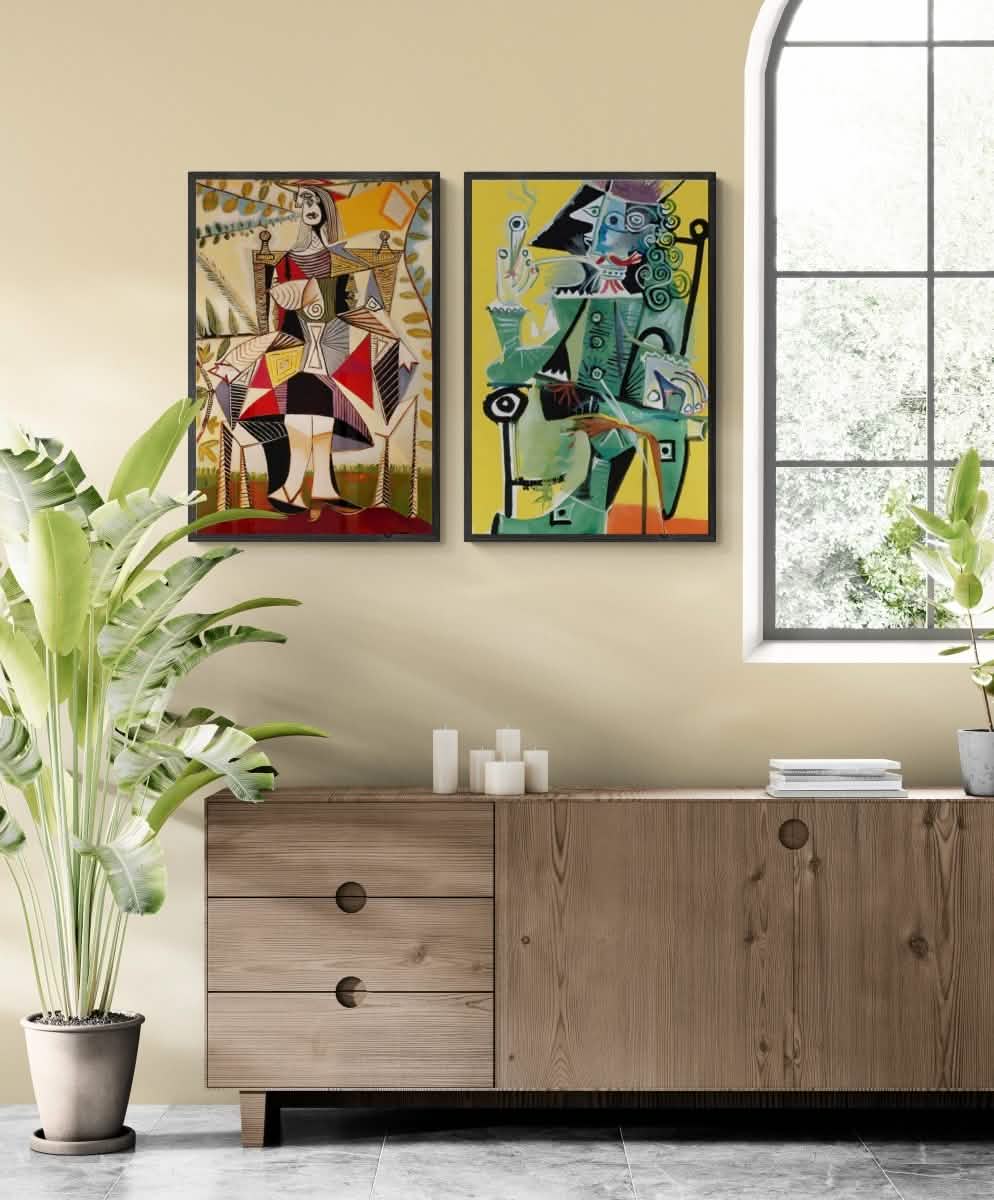 Cubist Harmony: Picasso - Inspired Duo V02 - Canvas - 30X45 CM / 12X18″ -