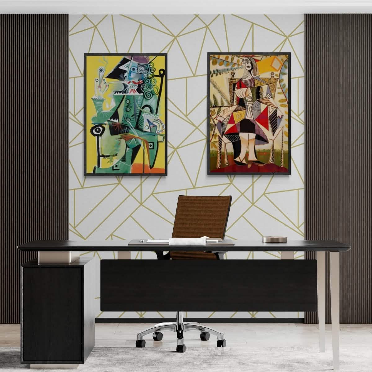 Cubist Harmony: Picasso - Inspired Duo V02 - Canvas - 30X45 CM / 12X18″ -