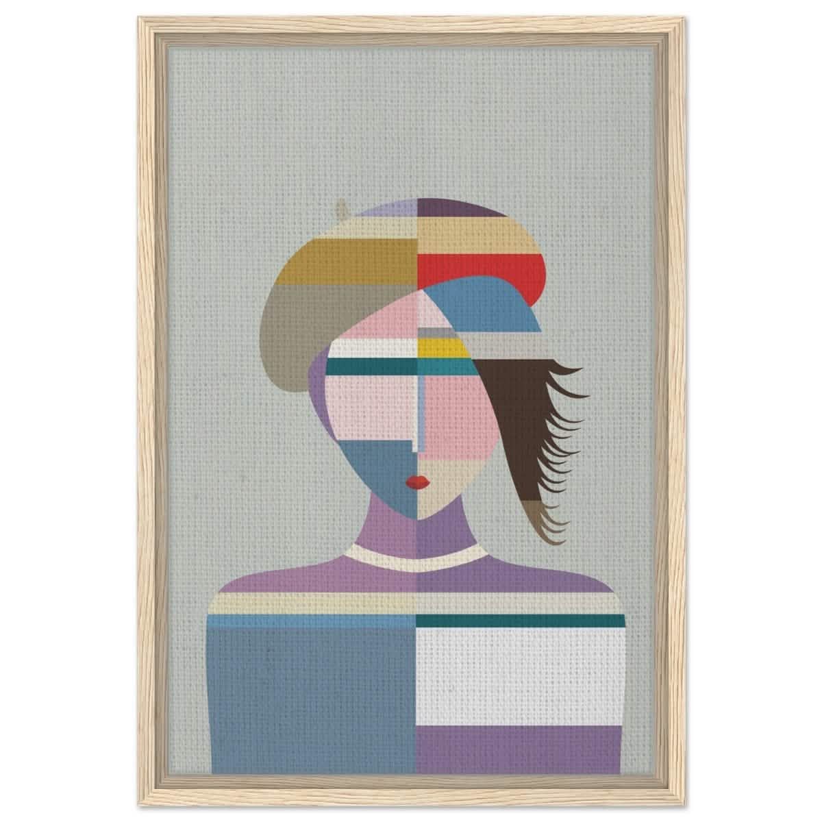 Cubist Muse – A Modern Take on Abstract Portraiture - Framed Canvas - 40x60 cm / 16x24″ - Wood frame