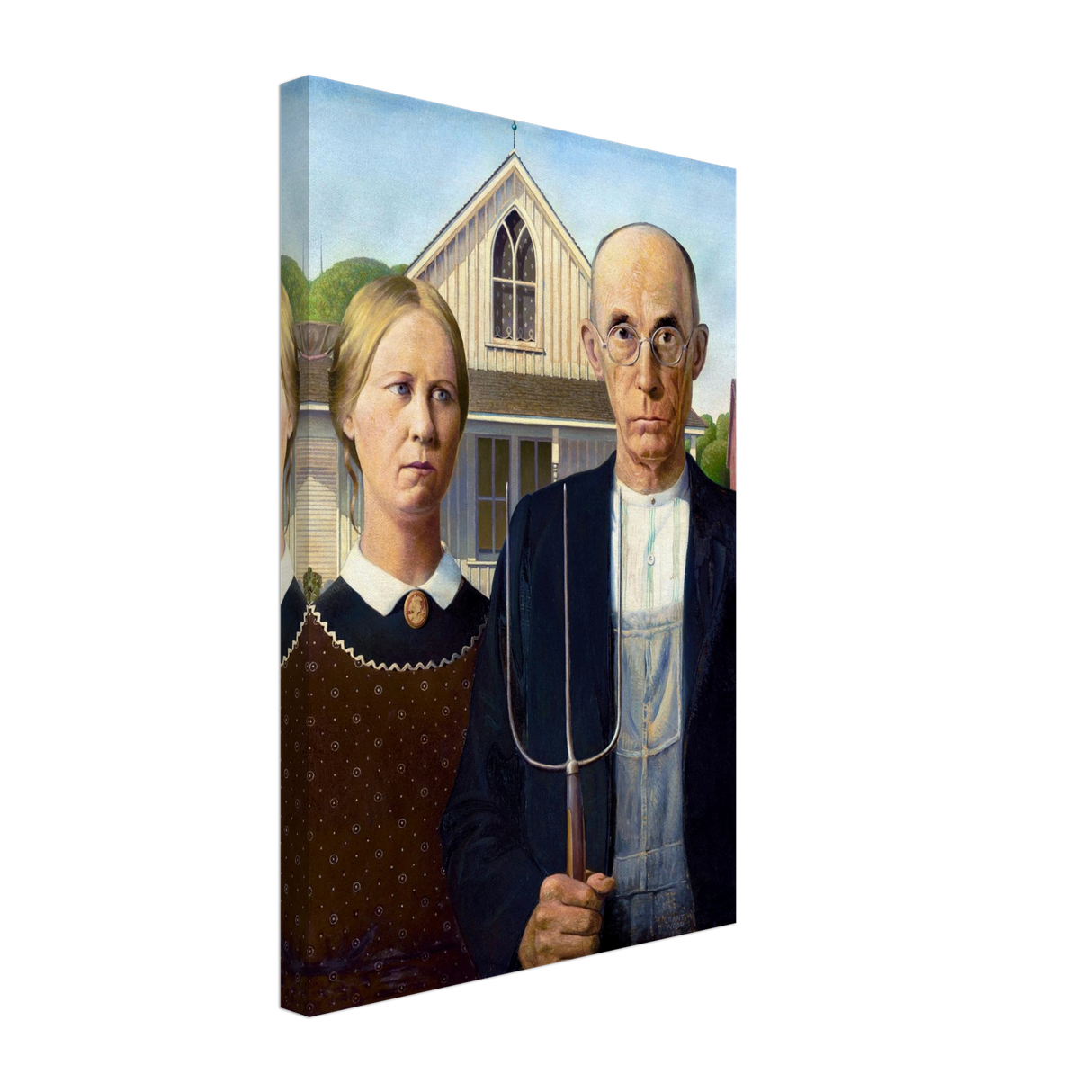 American Gothic by Grant Wood – Iconic American Regionalism Art PrintFramed Canvas30x45 cm / 12x18″