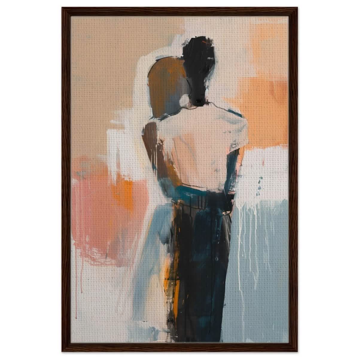 Da Vinci Abstract Art Wall art print | Abstract Expressionism - Framed Canvas - 60x90 cm / 24x36″ - Dark wood frame